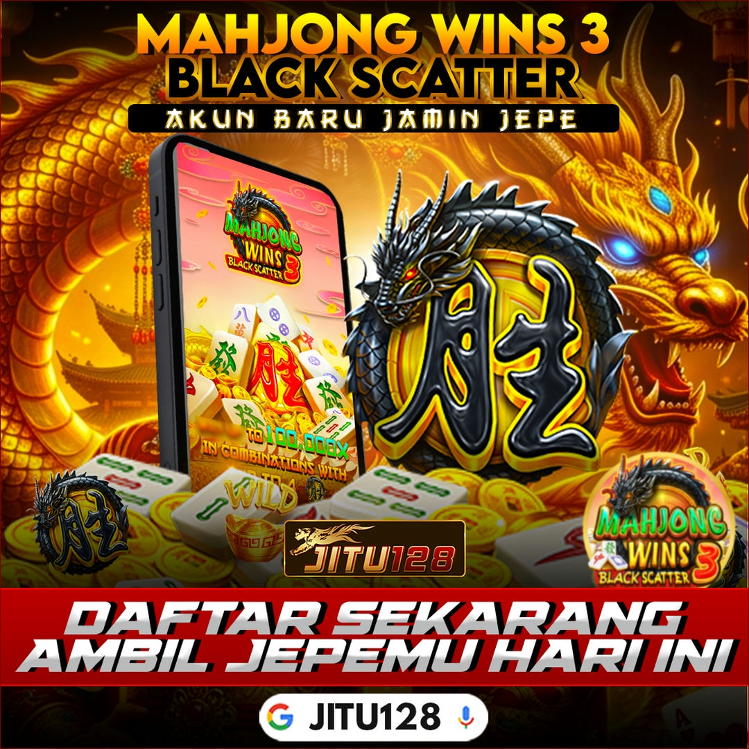 Banner JITU128 menampilkan game Mahjong Wins 3 bertema naga emas